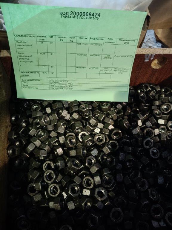 ГАЙКА М12 ГОСТ5915-70