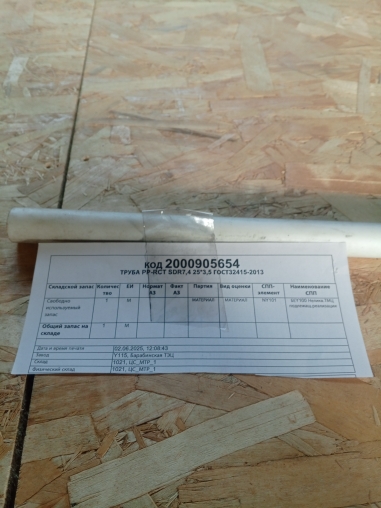 ТРУБА PP-RCT SDR7,4 25*3,5 ГОСТ32415-13