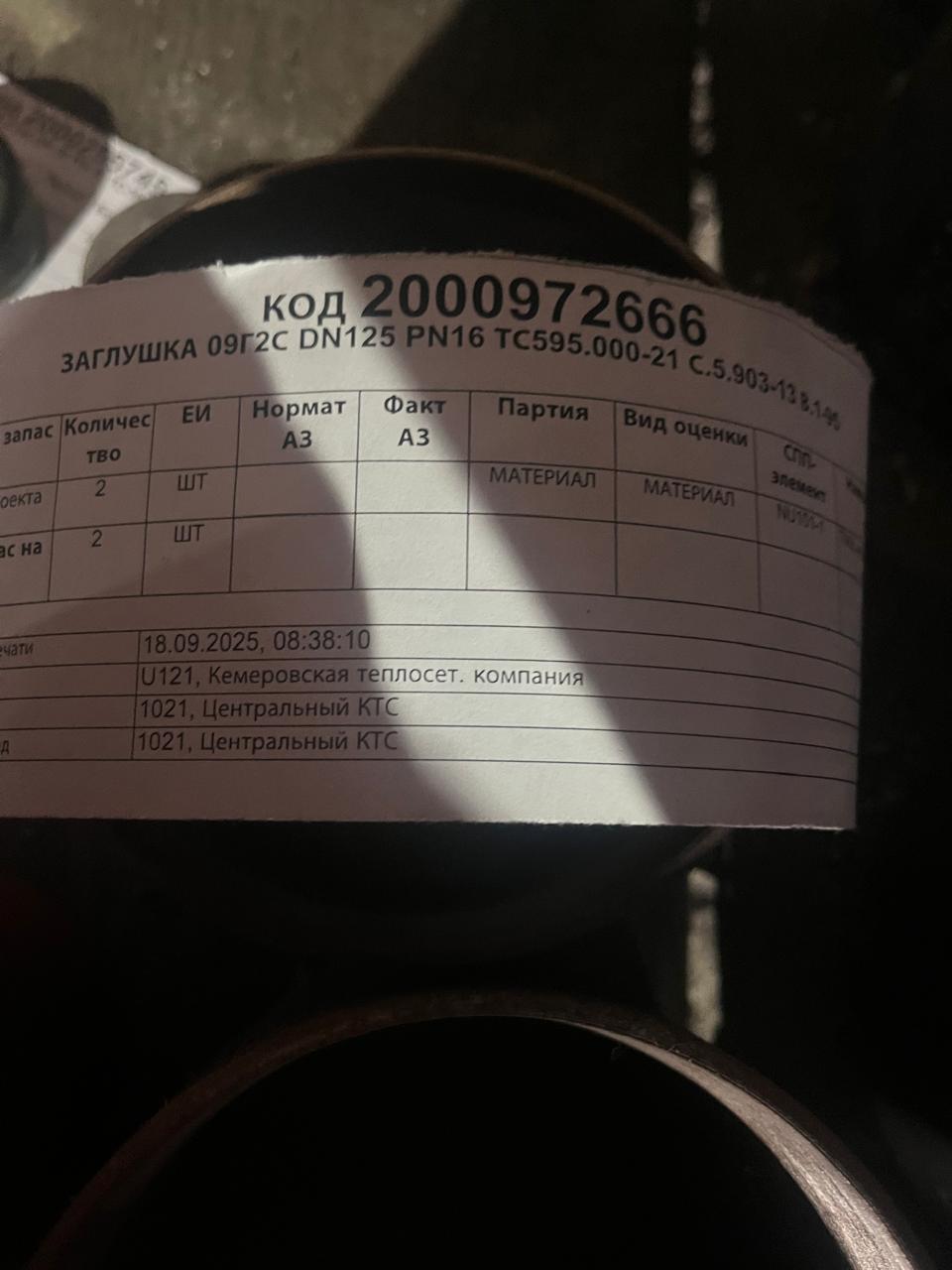 ЗАГЛУШКА 09Г2С DN125 PN16 ТС595.000-21