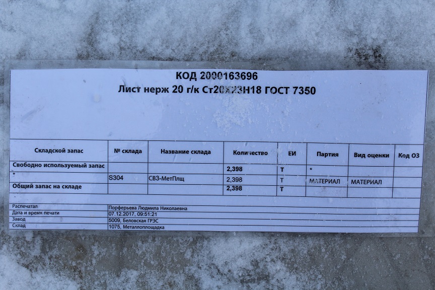 ЛИСТ 20Х23Н18 20ММ ГОСТ7350-77