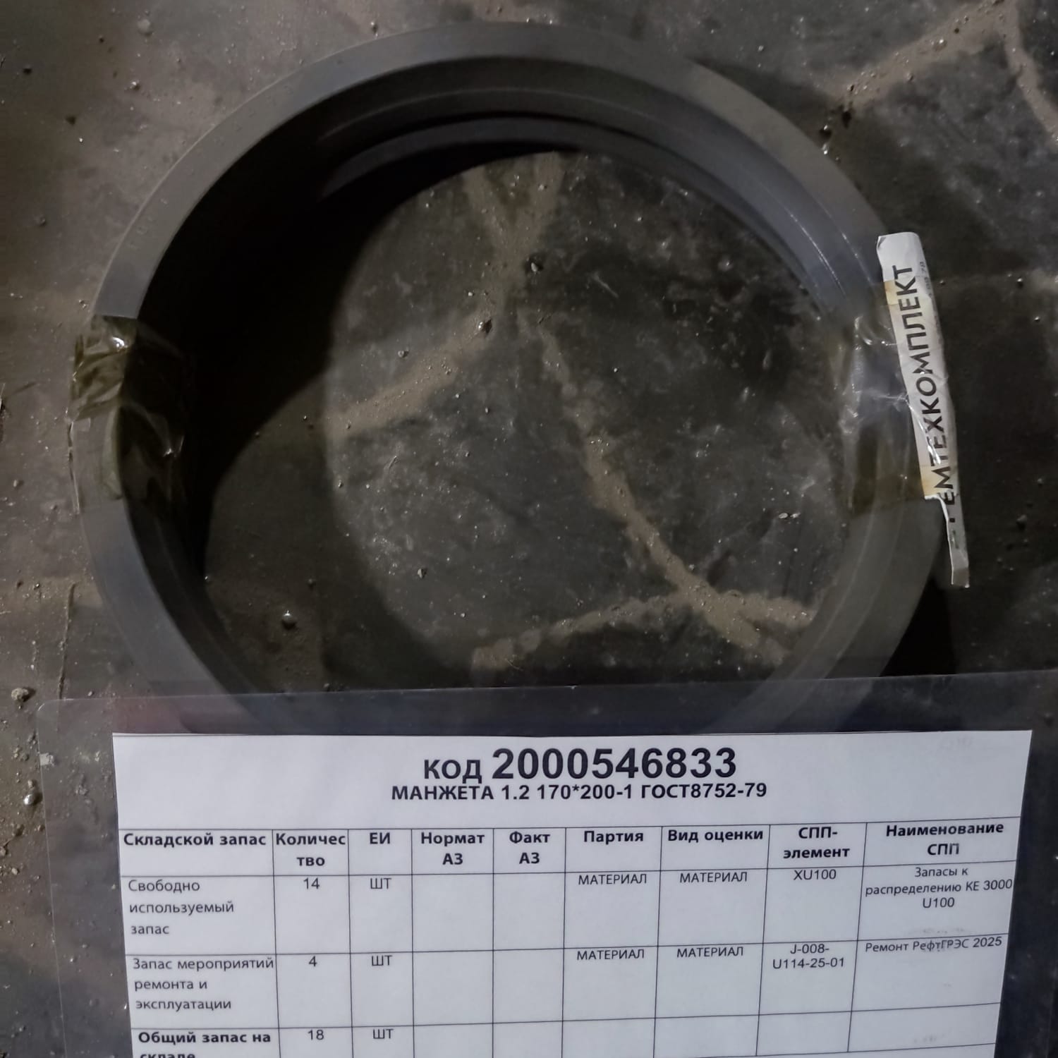 МАНЖЕТА 1,2-170*200-1 ГОСТ8752-79