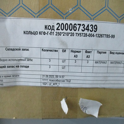 КОЛЬЦО КГФ-Г-П1 250*210*20