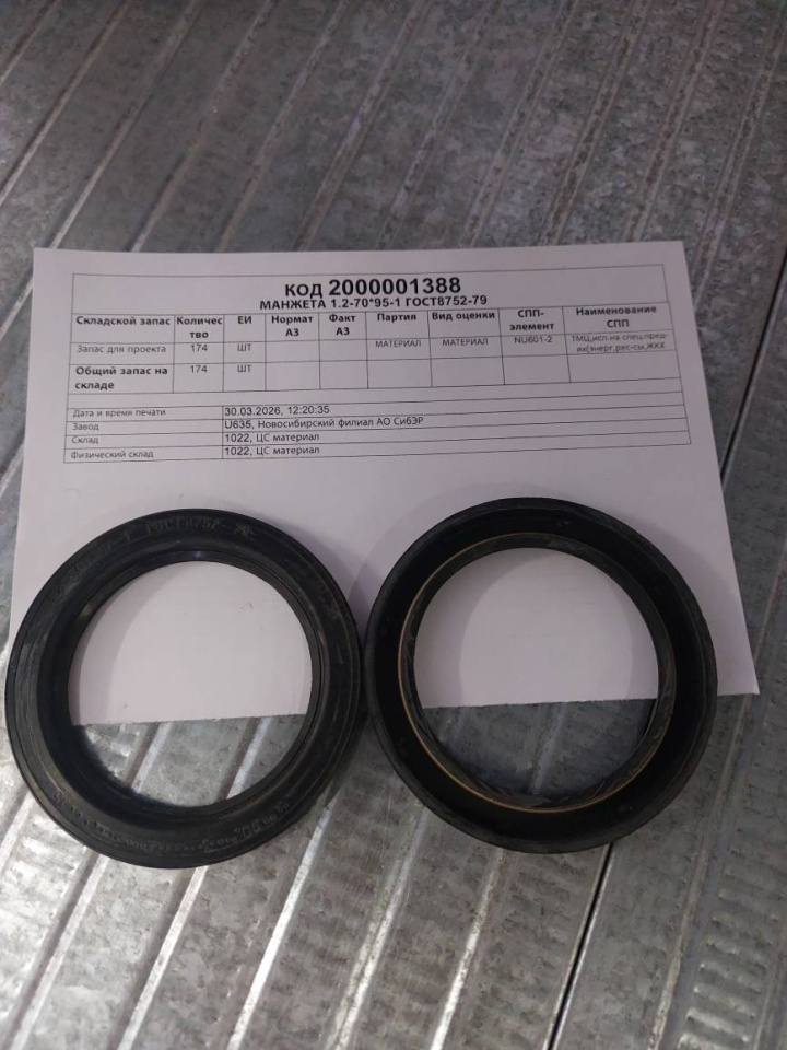 МАНЖЕТА 1,2-70*95-1 ГОСТ8752-79
