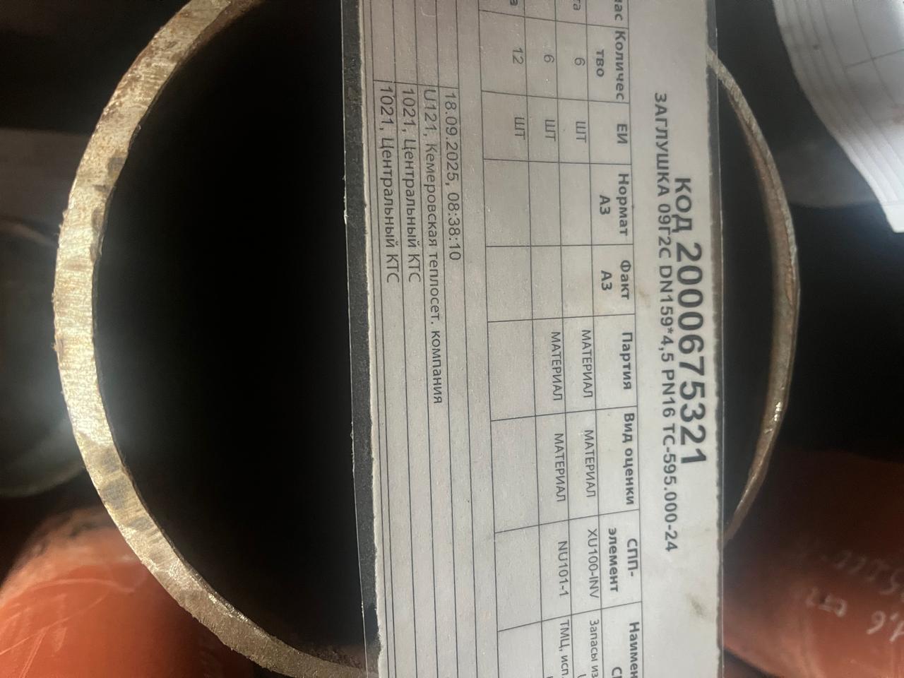 ЗАГЛУШКА 09Г2С D159*4,5 P16 ТС595.000-24