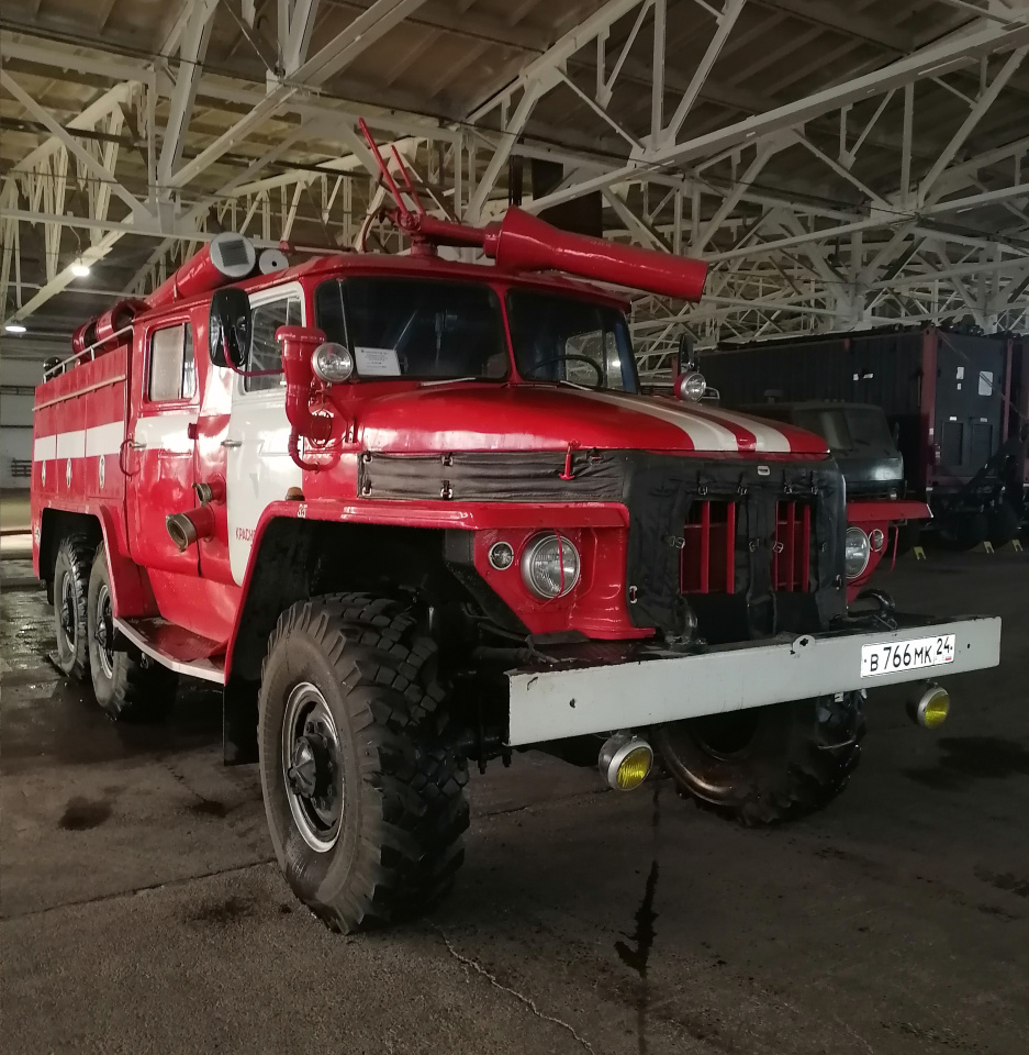 350170-Автомобиль УРАЛ-375 пожарный АЦ, гос номер В766МК24, 1977 года выпуска, инв.Т166080
