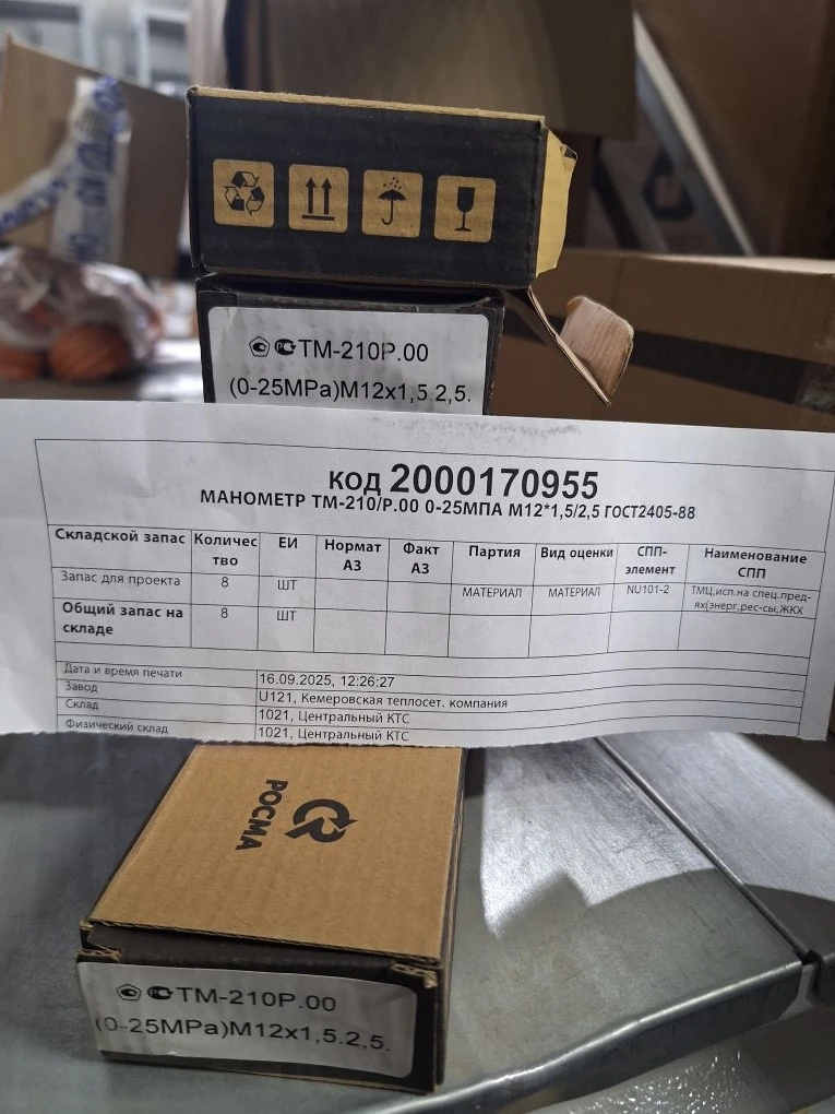 МАНОМЕТР ТМ-210/Р.00 0-25МПА М12*1,5/2,5