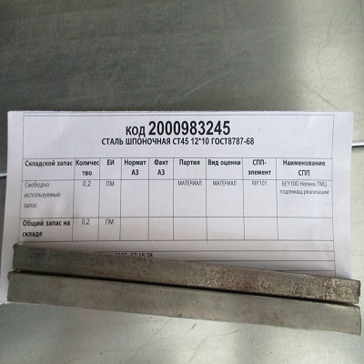 СТАЛЬ ШПОНОЧНАЯ СТ45 12*10 ГОСТ8787-68