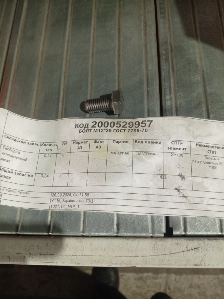 БОЛТ М12*25 ГОСТ7798-70