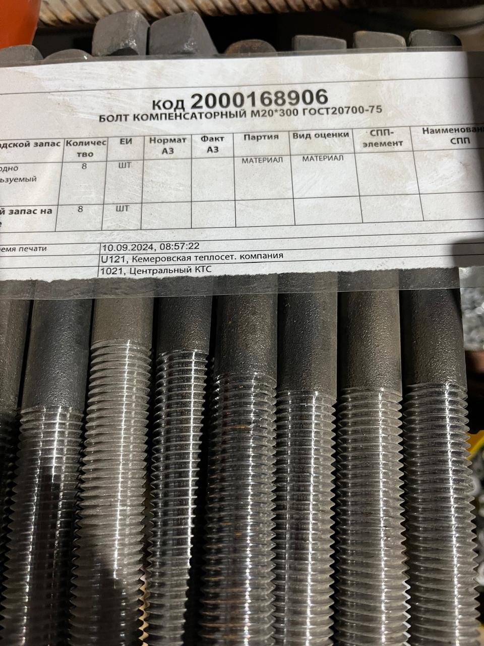 БОЛТ КОМПЕНСАТОРНЫЙ М20*300 ГОСТ20700-75