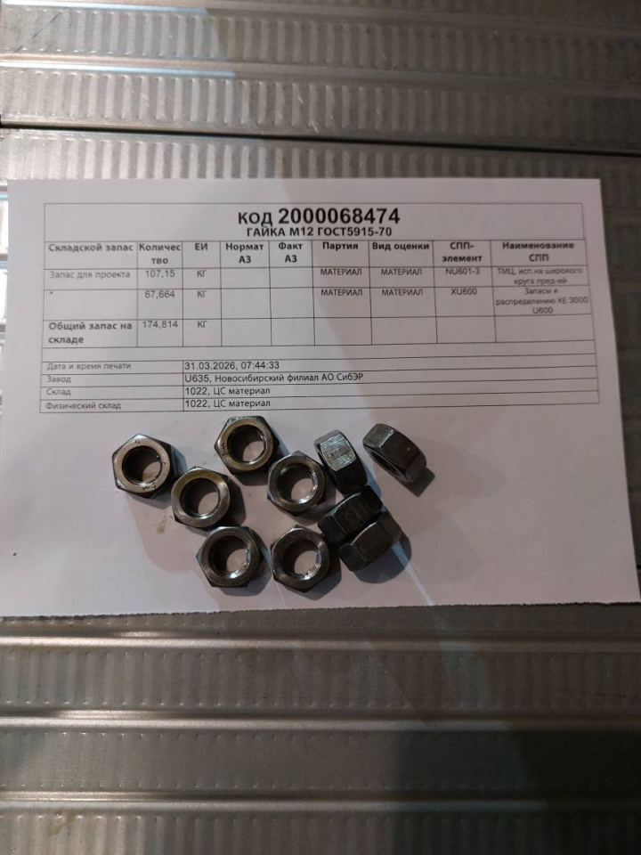 ГАЙКА М12 ГОСТ5915-70