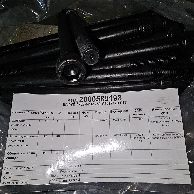 ШУРУП 4762-М16*250 V8517170 П27